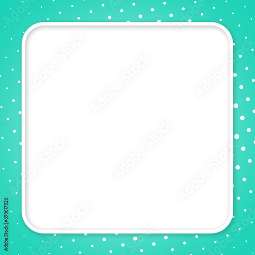 white background green mint frame and dot