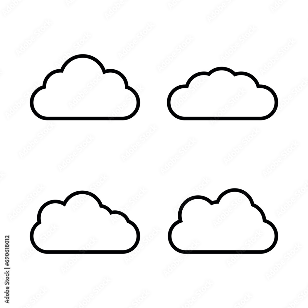 Cloud icon vector illustration. Thin linear graphic pictogram for web site, mobile application. Cloud icon vector illustration. Thin linear graphic pictogram for web site, mobile application.