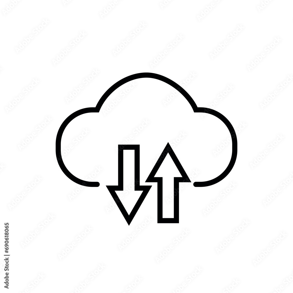 cloud line icon on white background cloud line icon on white background