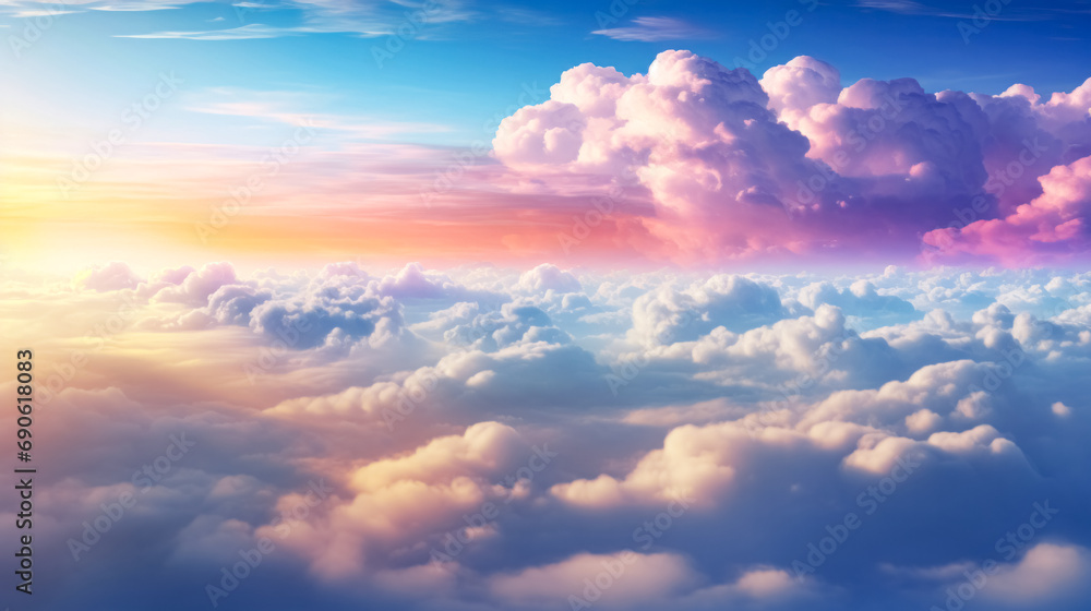 Fantasy cloudscape. Abstract fractal shapes. 3D rendering illustration background or wallpaper.  