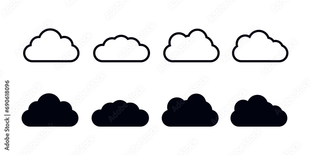 Cloud icon vector illustration. Thin linear graphic pictogram for web site, mobile application. Cloud icon vector illustration. Thin linear graphic pictogram for web site, mobile application.