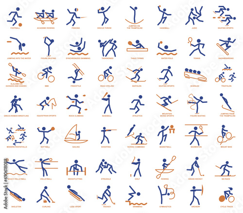 Olympic sports with captions. Set of sports icons. Olympic sports icons.