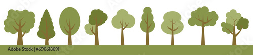 Collection of illustrations of trees. Can be used to illustrate any nature or healthy lifestyle theme.