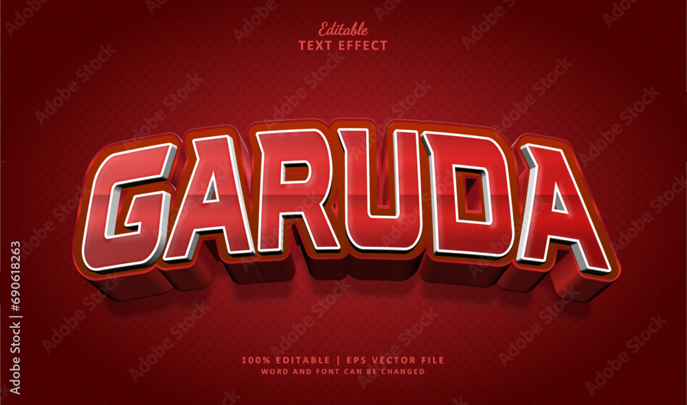 Garuda Text Effect 3d. Editable Text Effect Style Esport Red Bold Gaming.