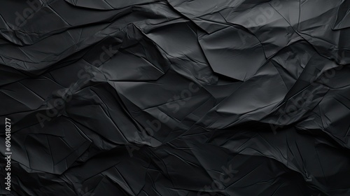 Black Creased Crumpled Paper Texture Background