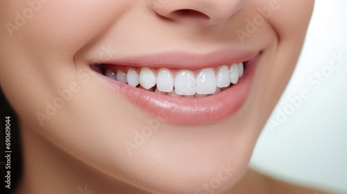 Women with beautiful white teeth and a smile  close up 