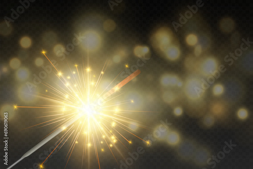 
Bengal fire.Candle sparkling light with sparks.Festive element.
