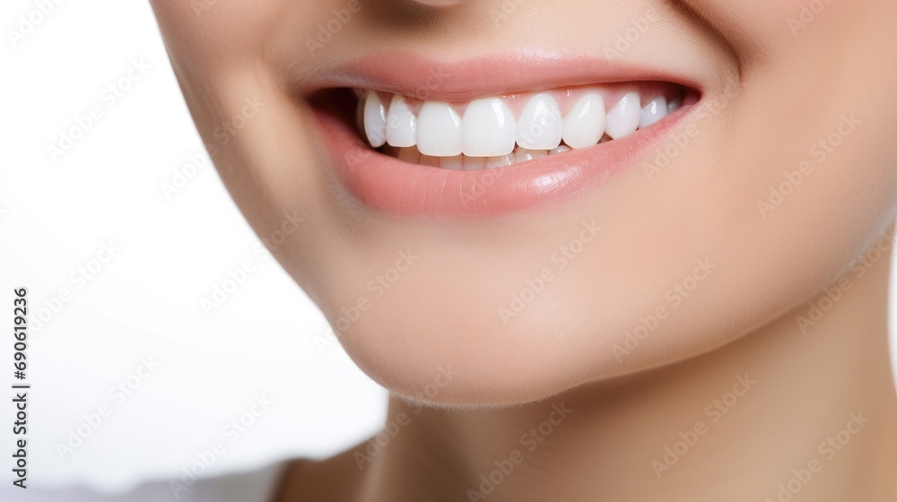 Women with beautiful white teeth and a smile, close up Women with beautiful white teeth and a smile, close up