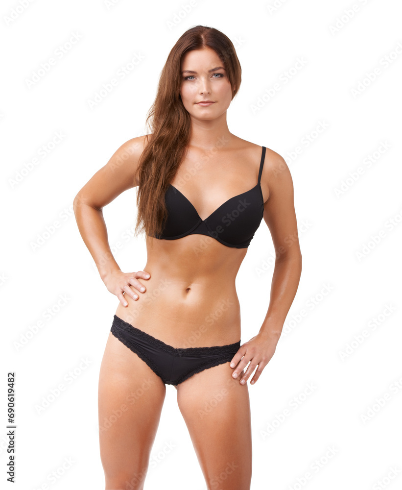 Woman, portrait and lingerie confidence in studio or natural beauty, empowerment pose or isolated white background. Female person, model and face in underwear bra or self care, fit or body positivity Woman, portrait and lingerie confidence in studio or natural beauty, empowerment pose or isolated white background. Female person, model and face in underwear bra or self care, fit or body positivity