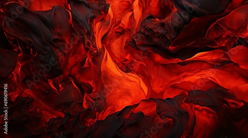 Molten lava hues of fiery orange and deep crimson converging in a dynamic 3D composition, creating an intense and abstract visual experience.