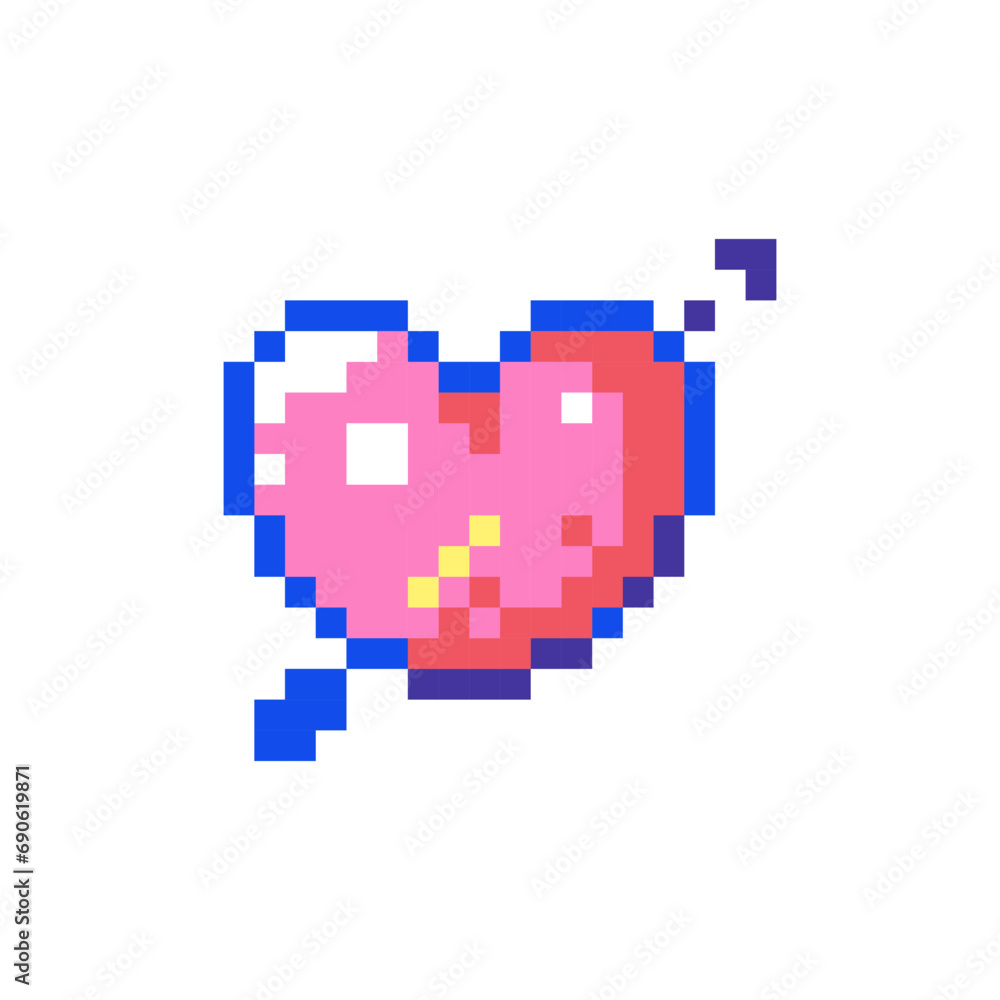 Pixel art Heart with Arrow Icon. Vector Pixel 8bit Romantic Love Symbol. 80s 90s Retro Game Decor For Valentine's Day. Pixelated Retro Cupid Arrow Sticker Illustration on white background. Pixel art Heart with Arrow Icon. Vector Pixel 8bit Romantic Love Symbol. 80s 90s Retro Game Decor For Valentine's Day. Pixelated Retro Cupid Arrow Sticker Illustration on white background.