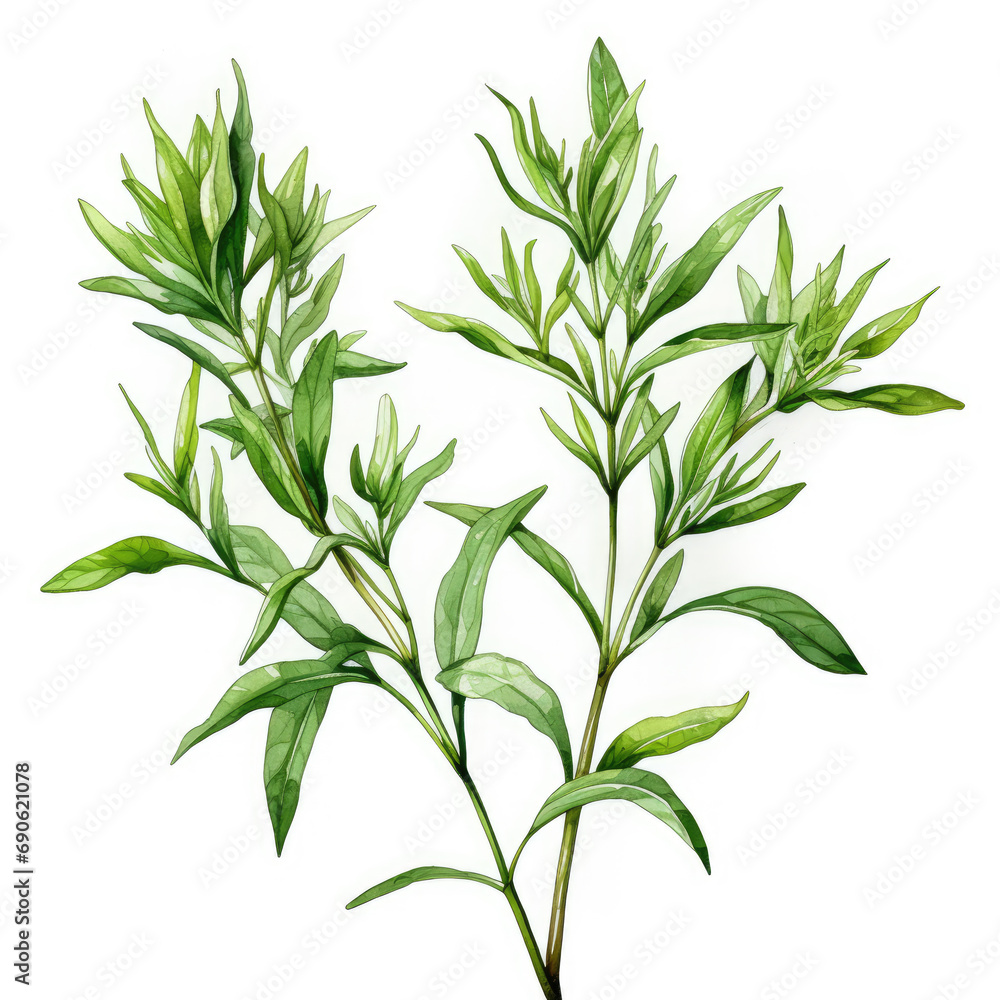 watercolor Tarragon clipart, Generative Ai watercolor Tarragon clipart, Generative Ai