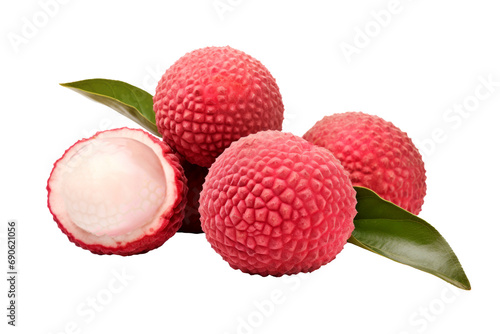 Lychee tropical fruit with leaves png.Lychee with pulp.