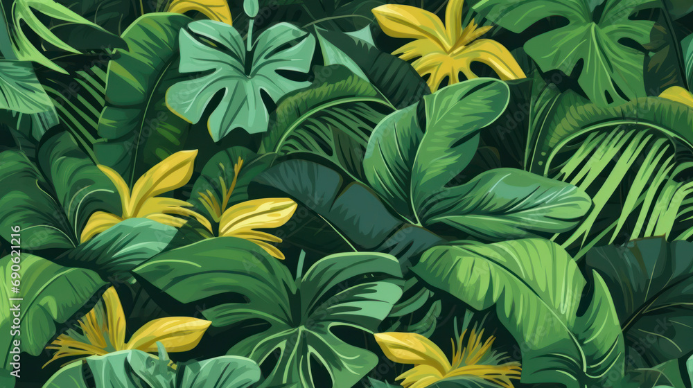 Pawpaw Jungle Tapestry - Dynamic Foliage Patterns