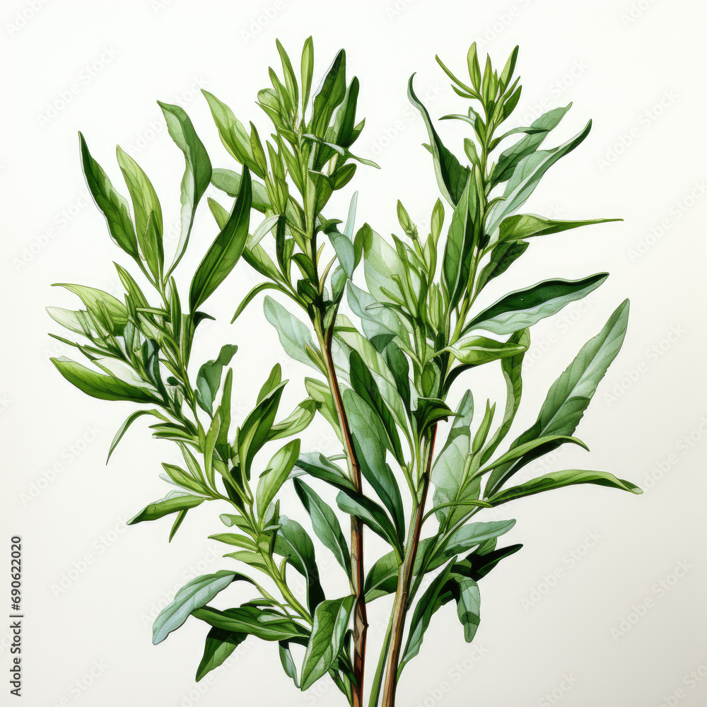 watercolor Tarragon clipart, Generative Ai watercolor Tarragon clipart, Generative Ai