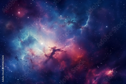 Colorful space galaxy cloud nebula. Stary night cosmos © N. W.