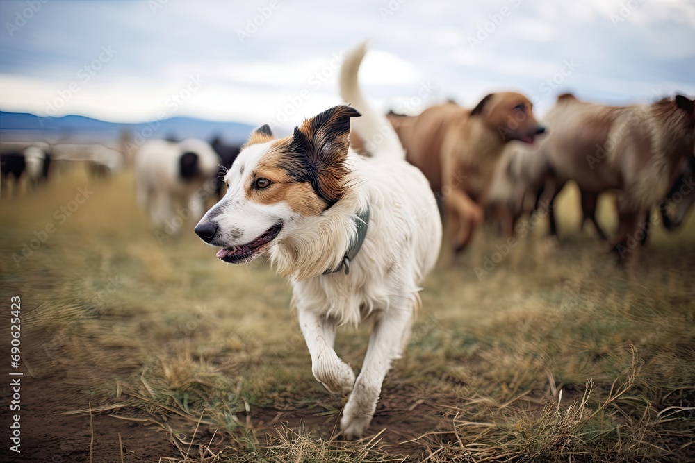 shepherd dog herding a flock of sheep shepherd dog herding a flock of sheep