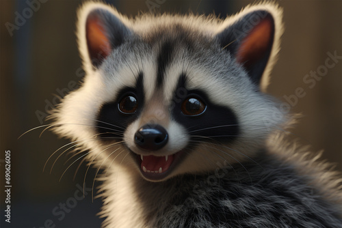 cartoon illustration of a cute raccoon smiling