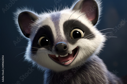cartoon illustration of a cute raccoon smiling © Yoshimura