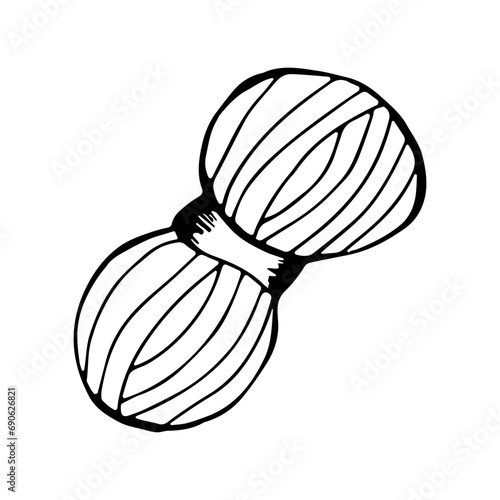 A skein of yarn in doodle style on an isolated white background.Vector illustration.Handmade.