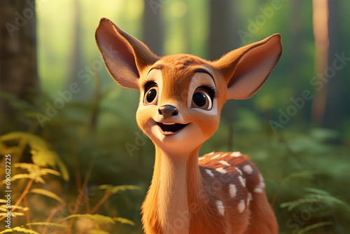 cartoon illustration of a cute deer smiling © Yoshimura