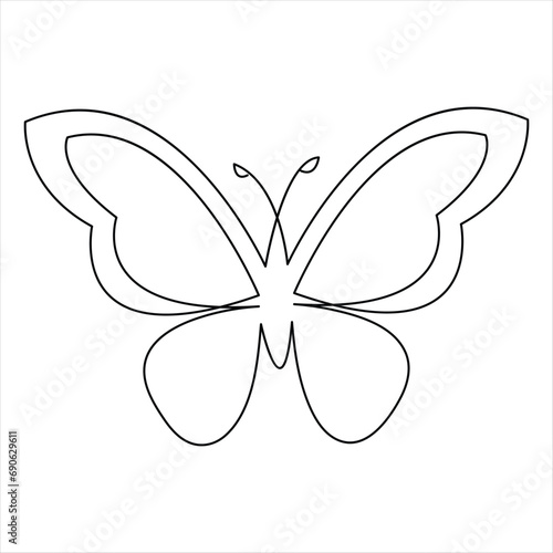 Butterfly one line art drawing continuous beautiful flying outline vector illustration design