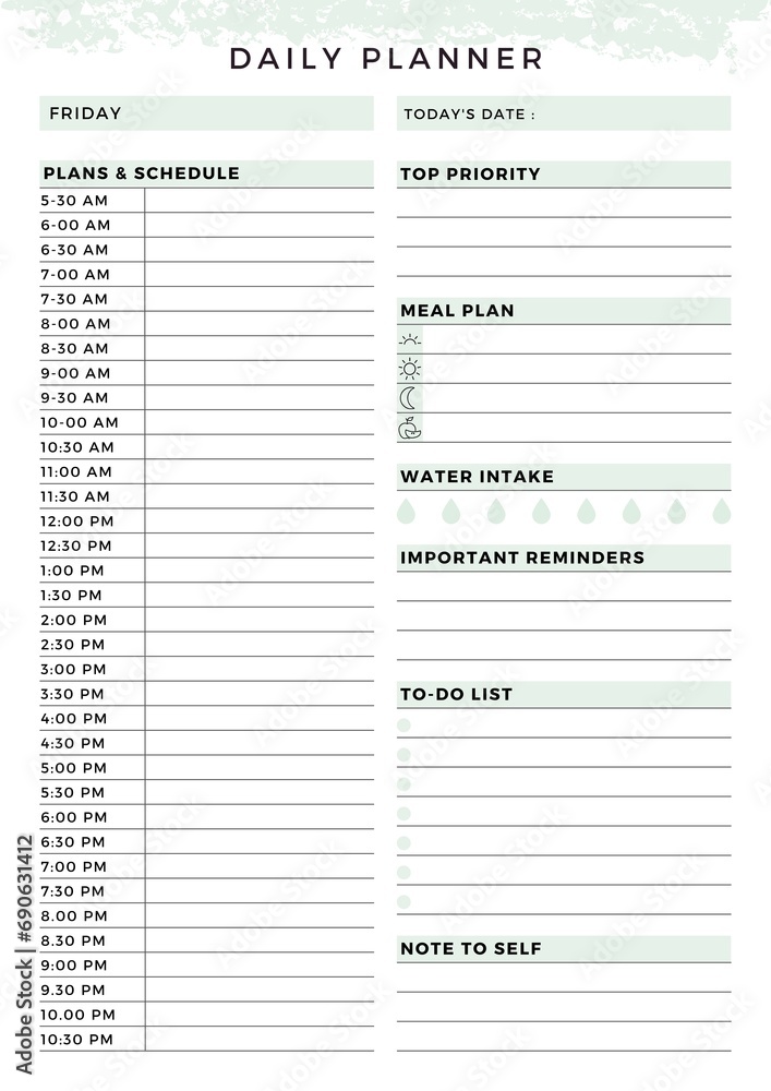 Daily Personal Planner Daily Personal Planner