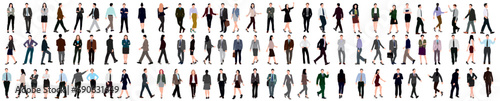 Modern business people bundle. Vector realistic illustrations of diverse multinational standing cartoon men and women in smart casual and formal office outfits. Isolated on white background. photo