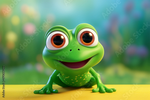 cartoon illustration of a cute frog smiling