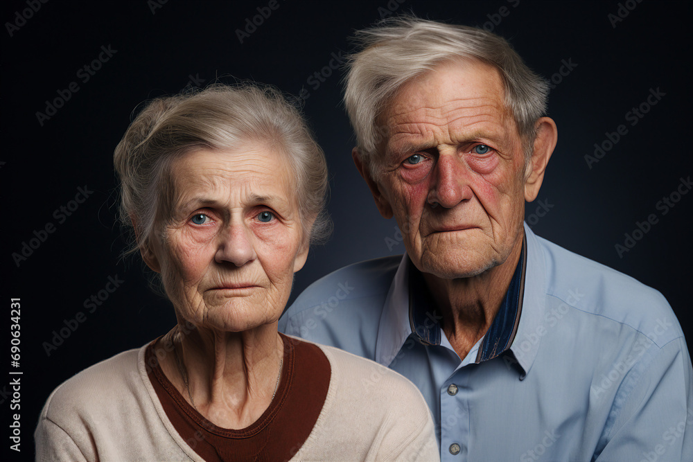 AI generated photography of happy charming mature married people isolated on grey background AI generated photography of happy charming mature married people isolated on grey background