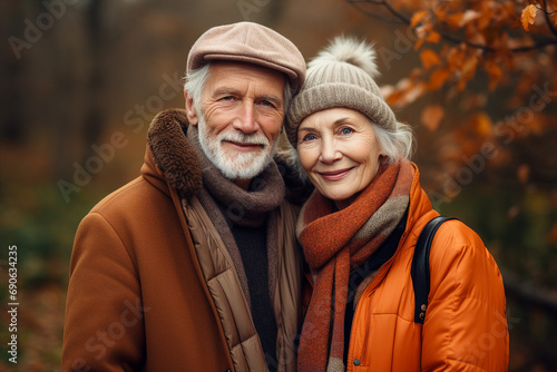 AI generated image of beautiful happy cheerful elderly people hugging together
