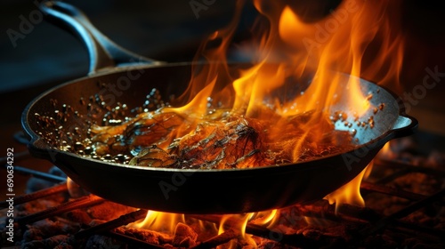 Flying Pan Isolated On Fire Background , Background Images , Hd Wallpapers