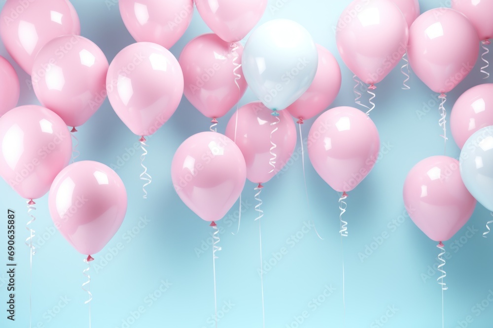 Happy birhtday greeting banner design, flying helium air balloons, festive celebration background card Happy birhtday greeting banner design, flying helium air balloons, festive celebration background card