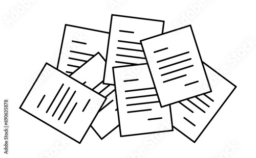 複数の書類用紙の山