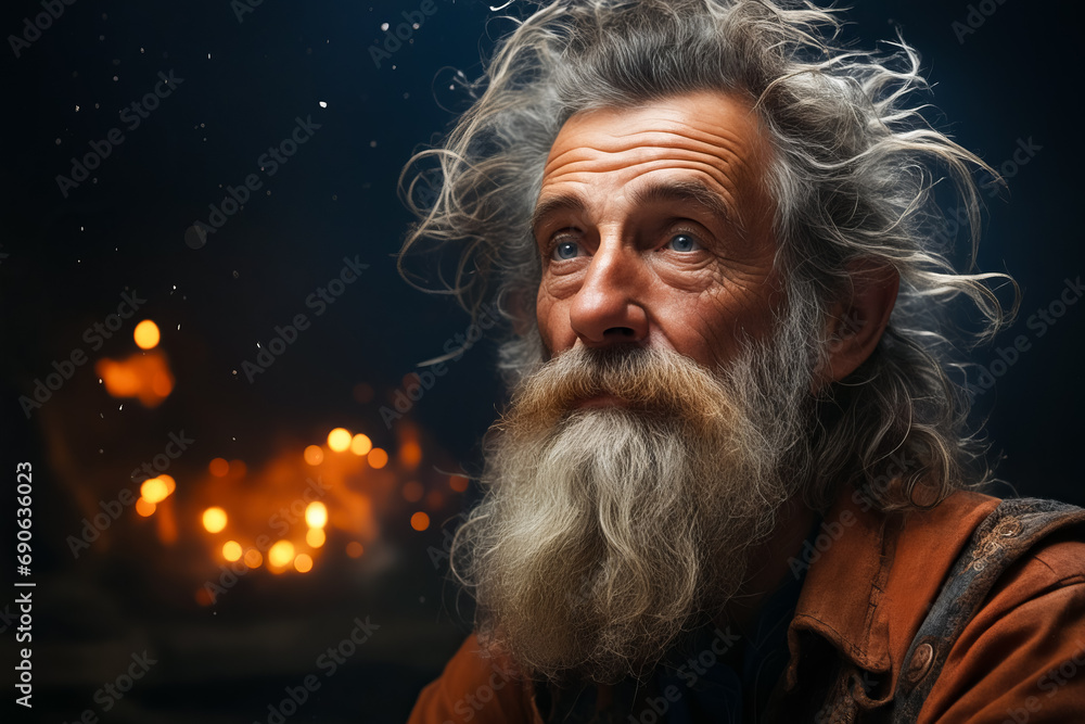 Man with long beard and beard with beard ring.