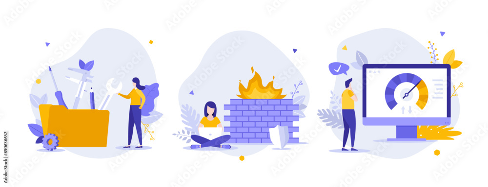 Set Of 3 Business Character Illustrations