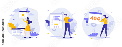 Set Of 3 Business Character Illustrations