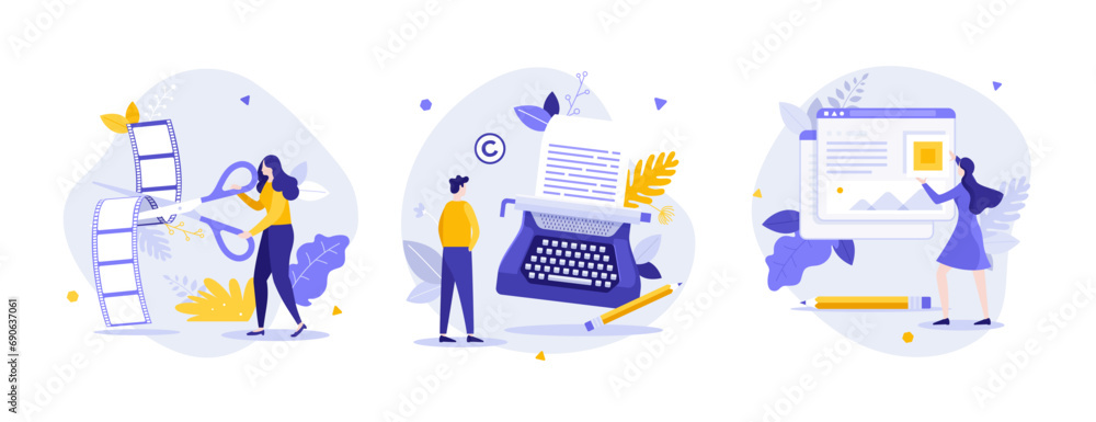Set Of 3 Business Character Illustrations