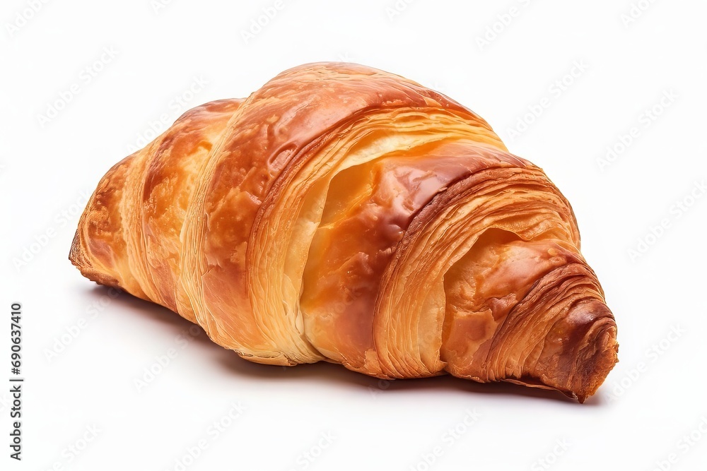 Close-up of fresh croissant isolated on white background