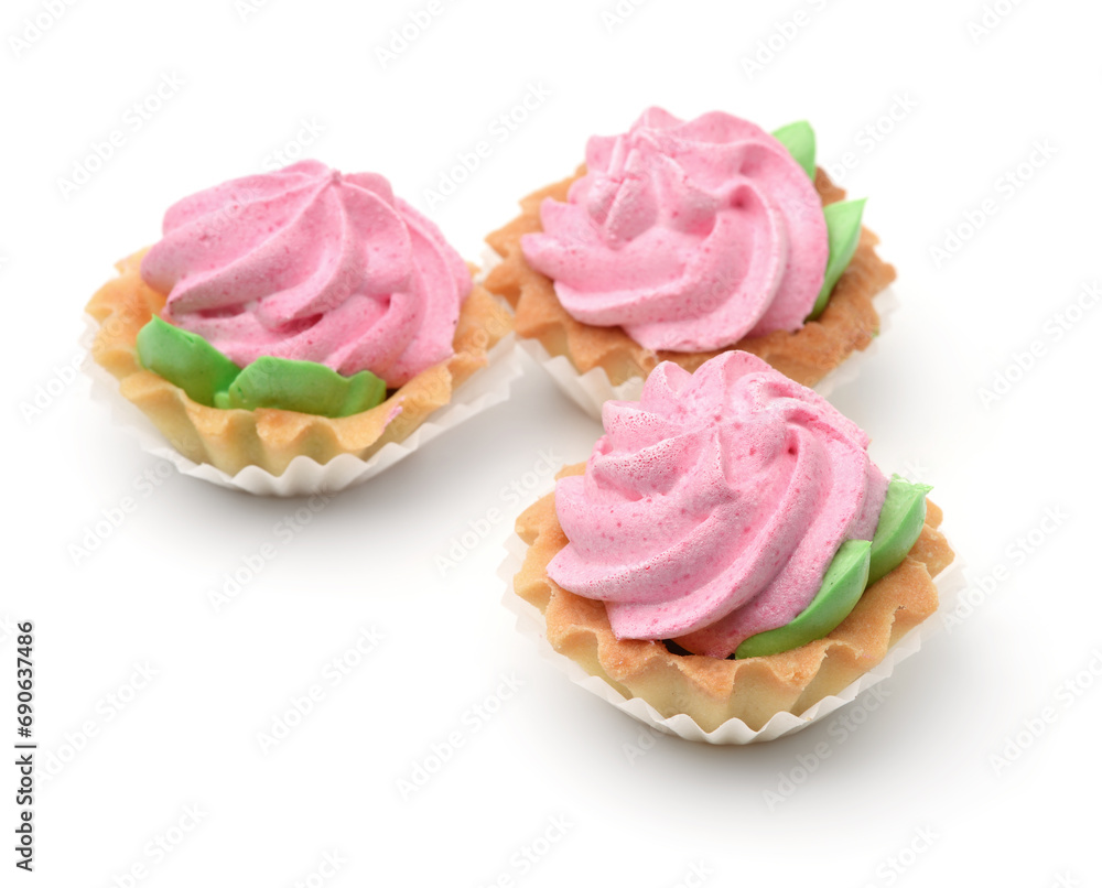 Three mini custard tart cakes Three mini custard tart cakes