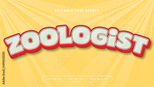 Red white and yellow zoologist 3d editable text effect - font style photo
