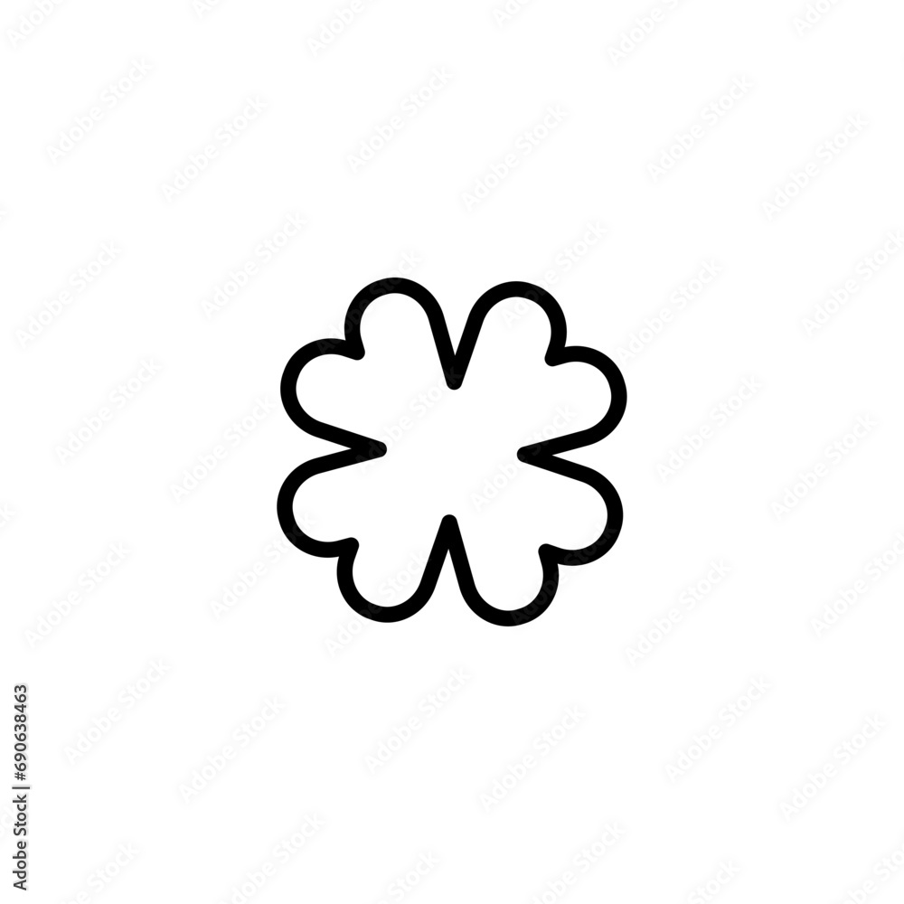 Fototapeta premium Four leaf clover icon. St Patrick's Day vector illustration on white isolated background. Flower shape.
