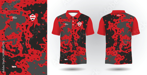 red and black abstract polo sport shirt sublimation jersey template