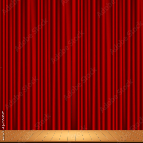 Red stage curtain for theater