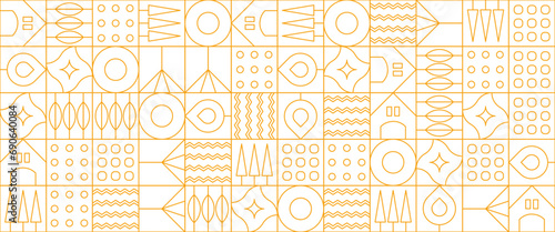 White and yellow vector modern banners with abstracts outline nature shapes geometric mosaic