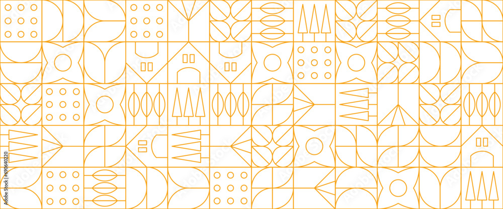 White and yellow abstract geometric vector pattern mosaic outline nature shapes banner White and yellow abstract geometric vector pattern mosaic outline nature shapes banner