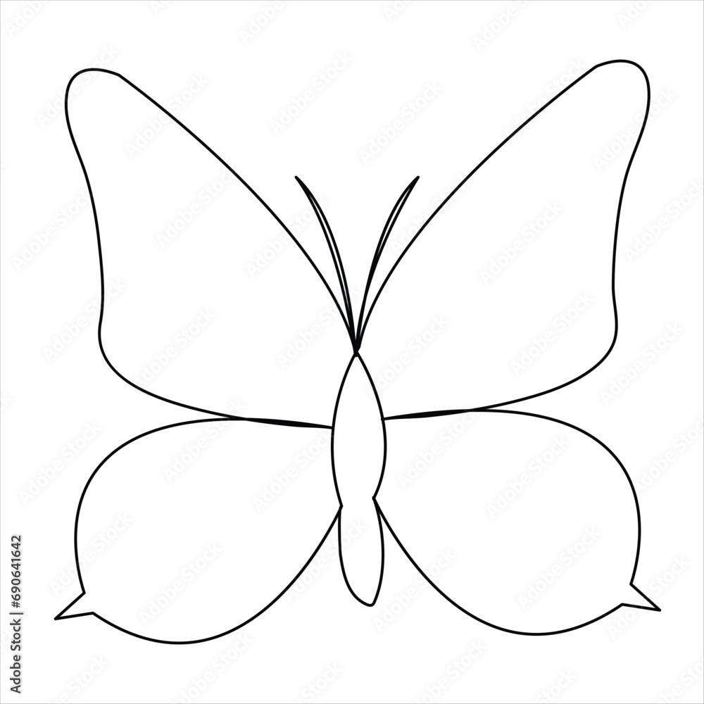 Continuous single line hand drawn butterfly design minimalism outline vector illustration Continuous single line hand drawn butterfly design minimalism outline vector illustration