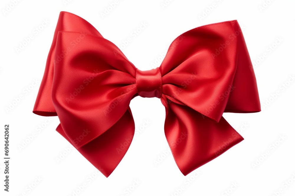 Red bow isolated on white background. AI generative