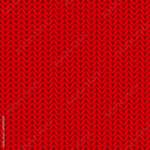 Knit red pattern. Knitting seamless red vector pattern. Simple Knitted pattern.