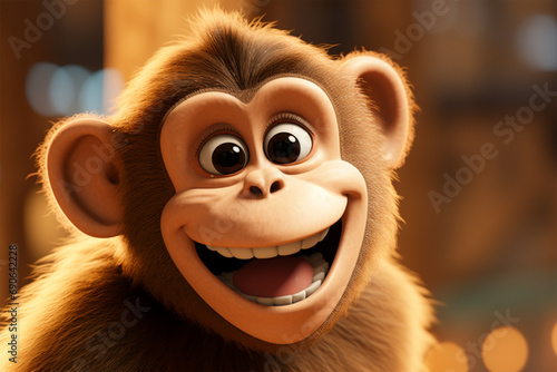 cartoon illustration of a cute monkey smiling photo
